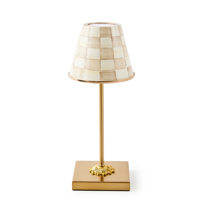 Mocha Check LED Rechargeable Cafe Table Lamp image number 0