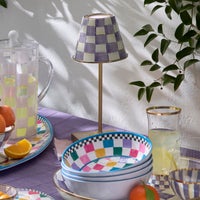 Violet Check LED Rechargeable Cafe Table Lamp