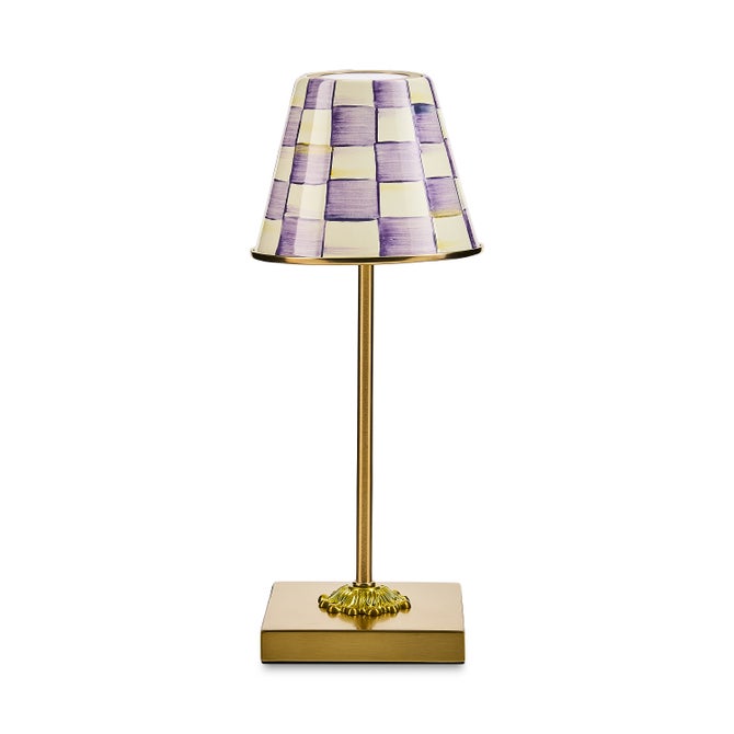 Violet Check LED Rechargeable Cafe Table Lamp image number 0