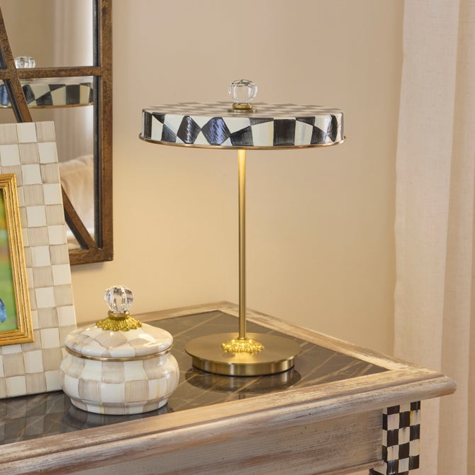 Courtly Check LED Rechargeable Disk Table Lamp image number 1