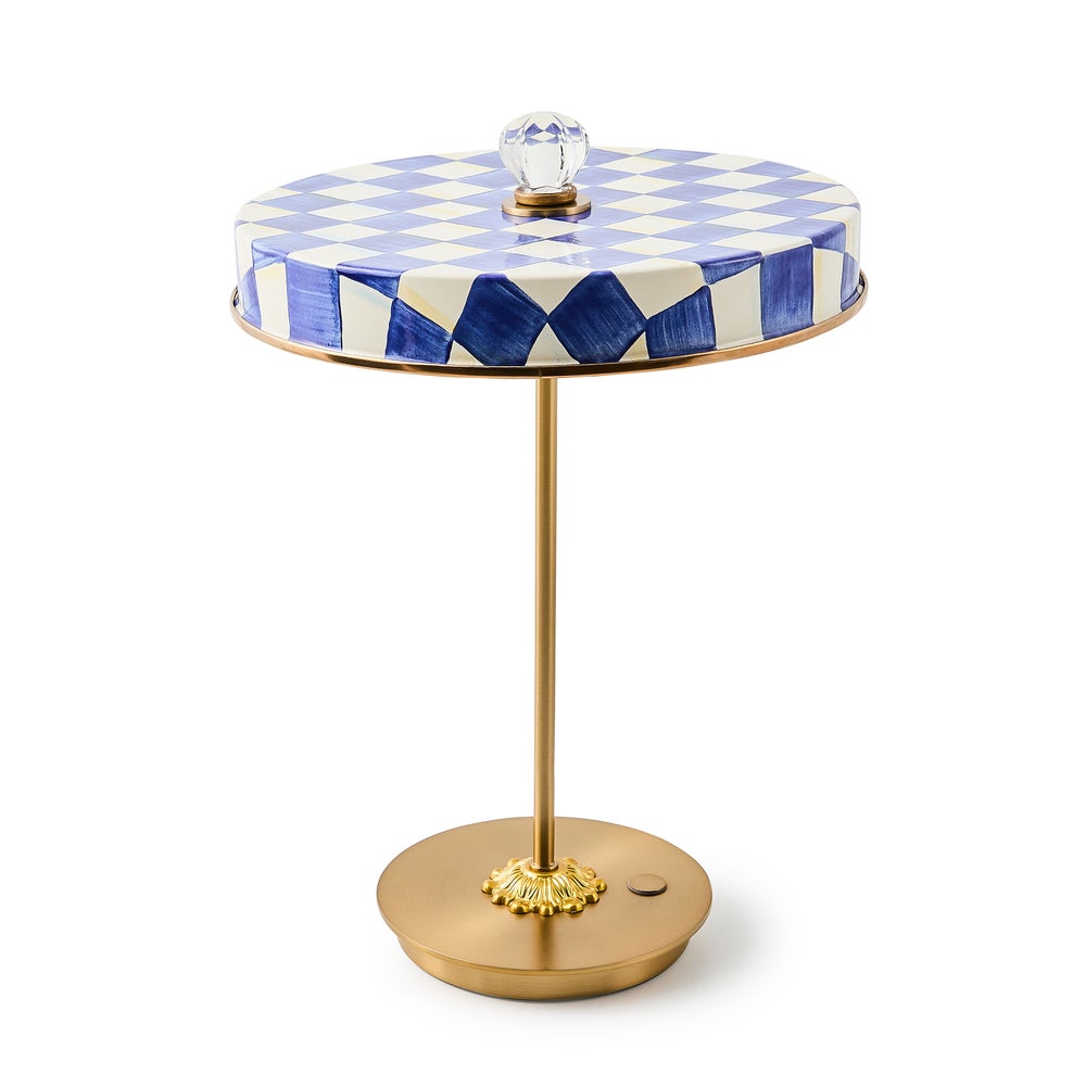 Courtly Check LED Rechargeable Disk Table Lamp - Royal Check mackenzie-childs Panama imagen 1