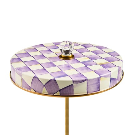 Violet Check LED Rechargeable Disk Table Lamp