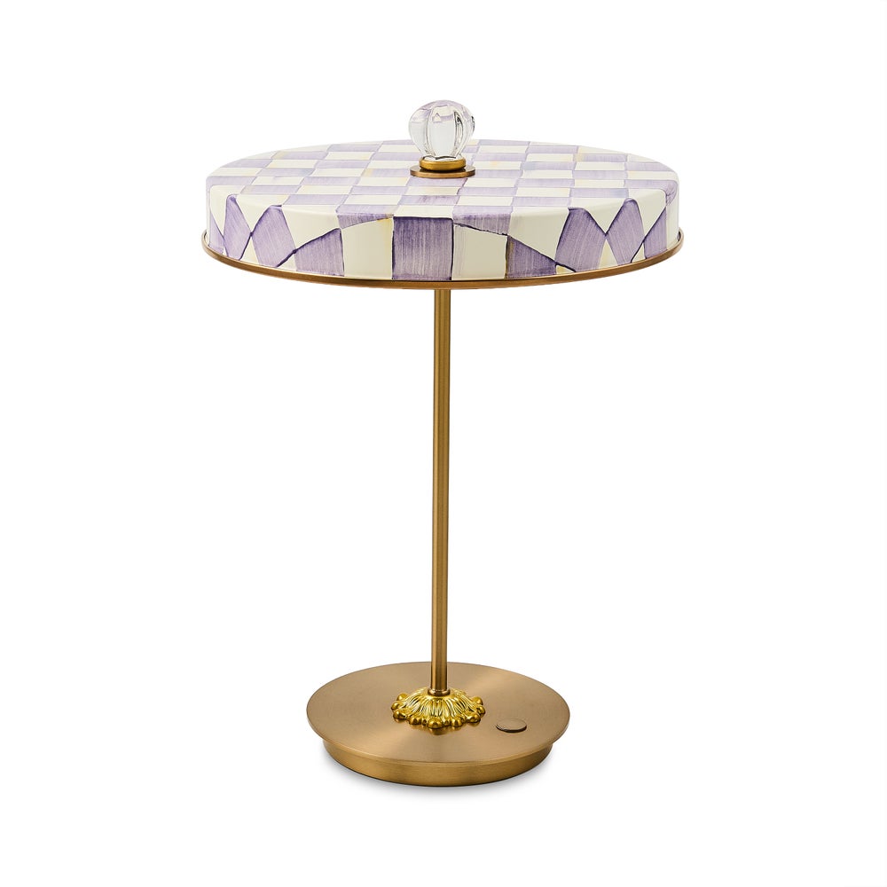 Courtly Check LED Rechargeable Disk Table Lamp - Violet Check mackenzie-childs Panama imagen 1