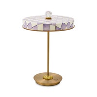 Violet Check LED Rechargeable Disk Table Lamp