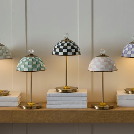 Courtly Check LED Rechargeable Dome Table Lamp