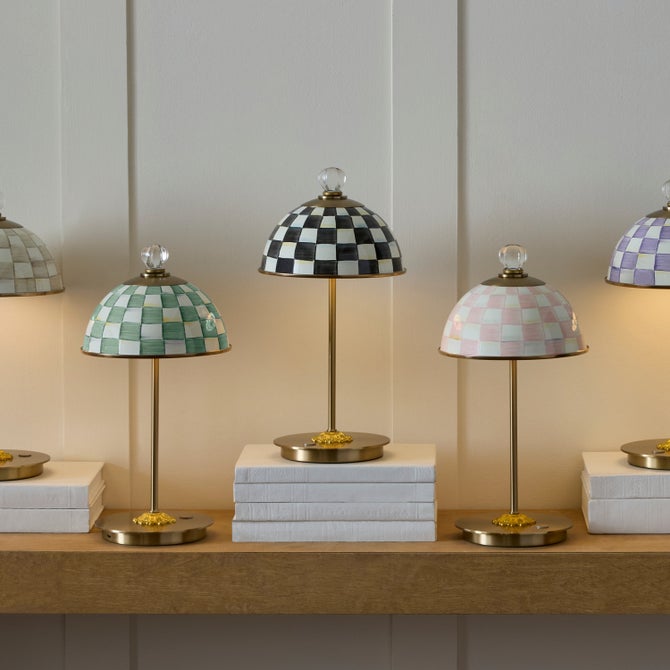 Courtly Check LED Rechargeable Dome Table Lamp image number 1