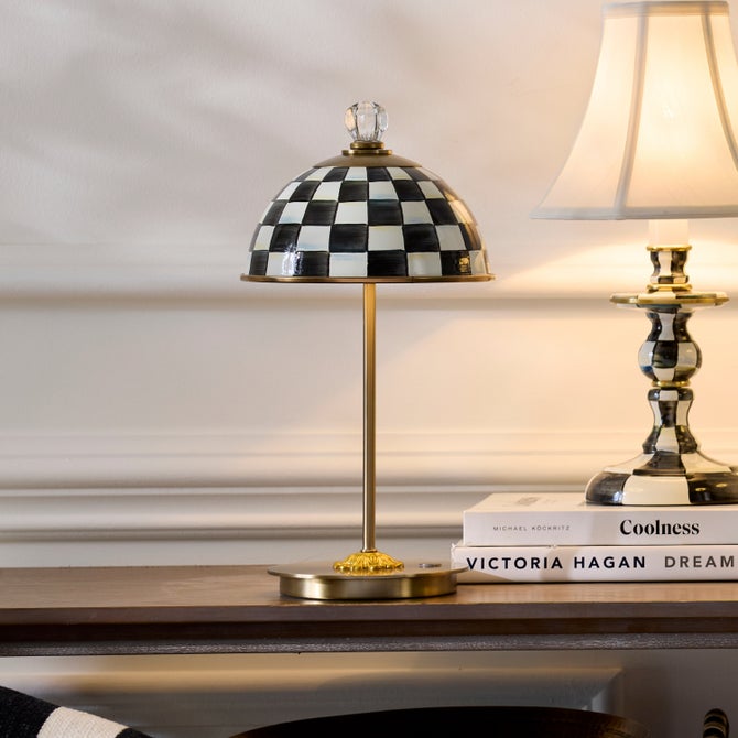 Courtly Check LED Rechargeable Dome Table Lamp image number 3