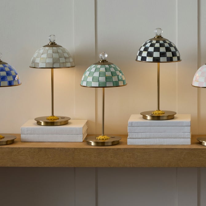 Emerald Check LED Rechargeable Dome Table Lamp image number 1