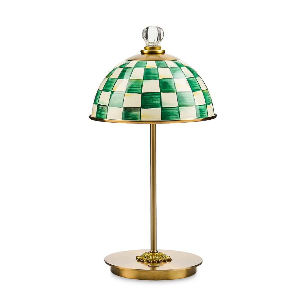 Sterling Check LED Rechargeable Dome Table Lamp - Emerald Check mackenzie-childs Panama imagen 1