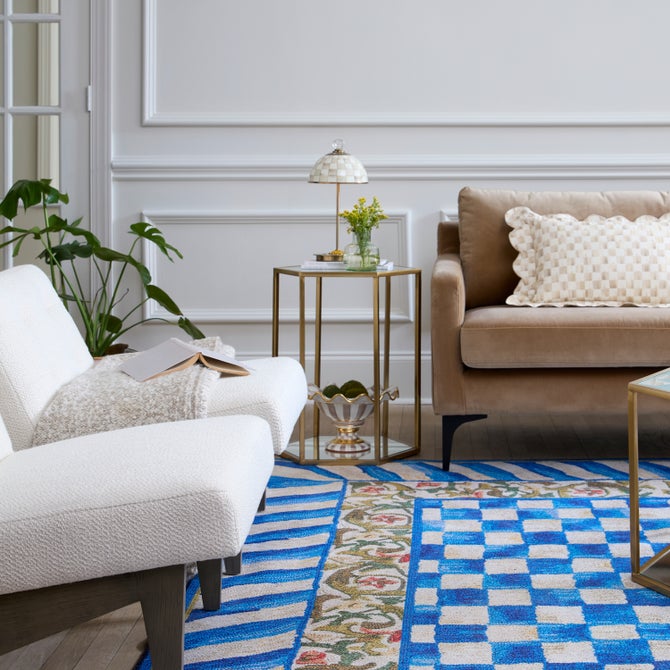 Mocha Check LED Rechargeable Dome Table Lamp image number 2