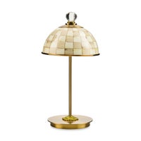 Mocha Check LED Rechargeable Dome Table Lamp