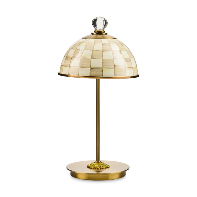 Mocha Check LED Rechargeable Dome Table Lamp image number 0