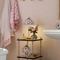 Violet Check LED Rechargeable Dome Table Lamp