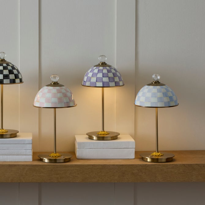 Violet Check LED Rechargeable Dome Table Lamp image number 4