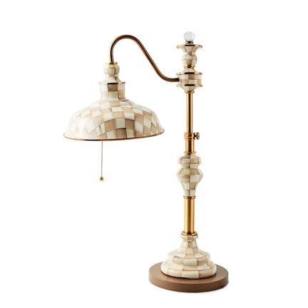 Mocha Check Farmhouse Writer's Table Lamp