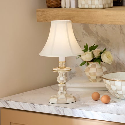 Mocha Check Candlestick Lamp