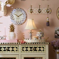 Violet Check Candlestick Lamp