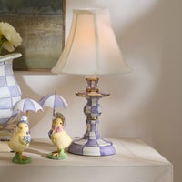 Violet Check Candlestick Lamp