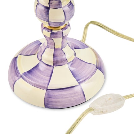 Violet Check Candlestick Lamp