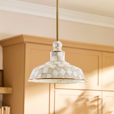 Mocha Check 12" Barn Pendant