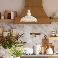 Mocha Check 12" Barn Pendant