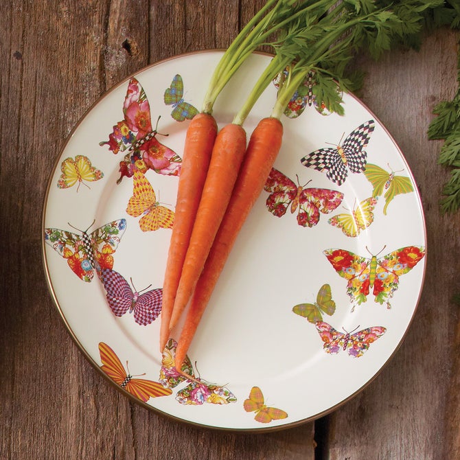 Butterfly Garden Charger/Plate - White image number 7