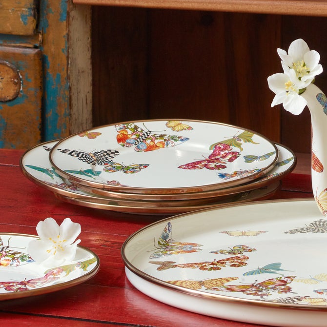 Butterfly Garden Charger/Plate - White image number 4
