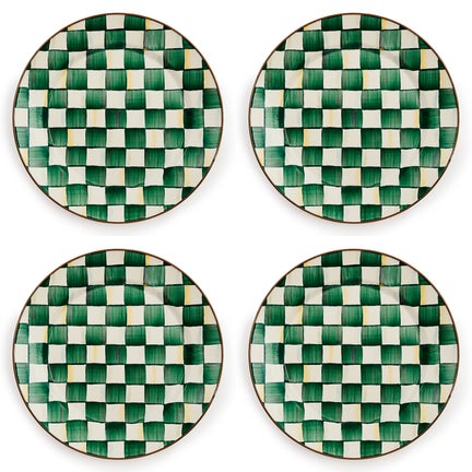Emerald Check Chargers, Set of 4