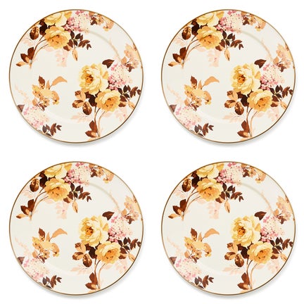 Wild Rose White Chargers, Set of 4