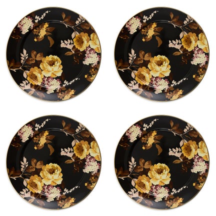 Wild Rose Brown Chargers, Set of 4