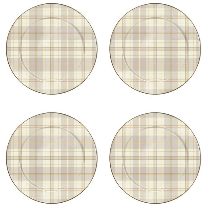 Tartan Latte Chargers, Set of 4 image number 0