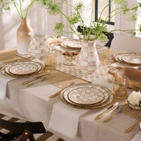 Mocha Check Charger/Plate