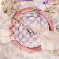Violet Check Chargers, Set of 4
