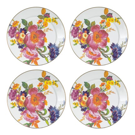 White Flower Market Chargers, Set of 4