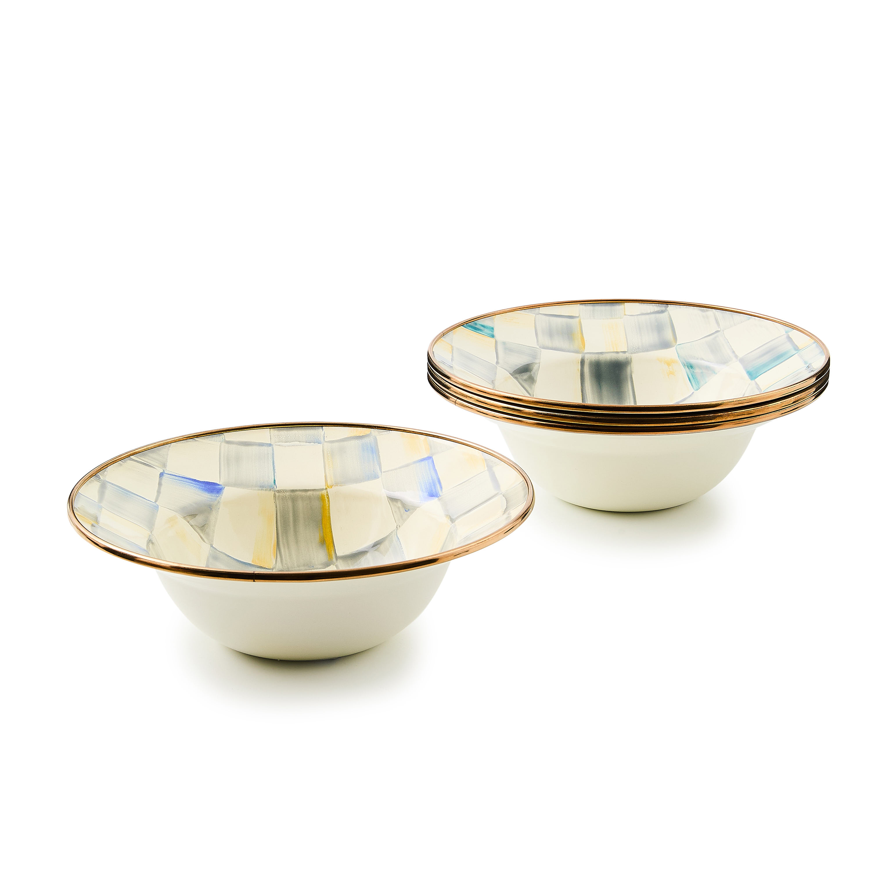 MacKenzie-Childs Sterling Check Breakfast Bowls