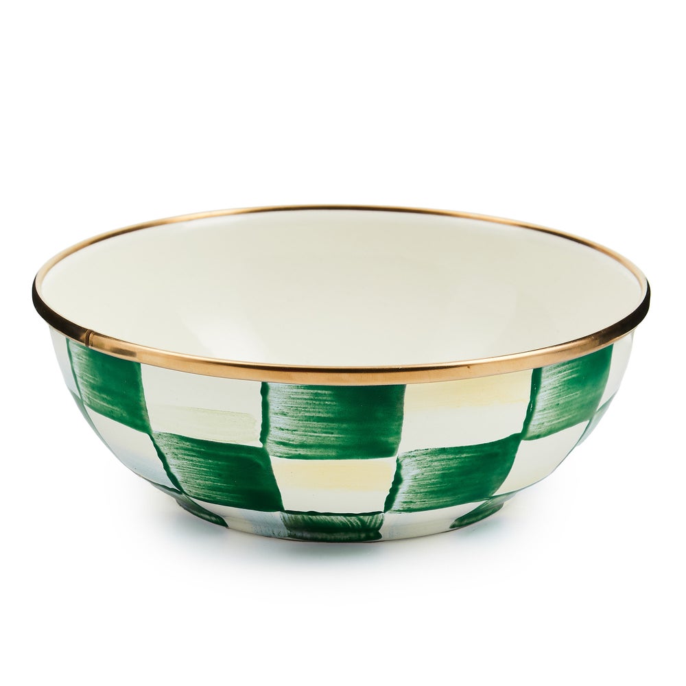 Emerald Check Enamel Everyday Bowl mackenzie-childs Panama imagen 1 Emerald Check Enamel Everyday Bowl mackenzie-childs Panama imagen 1