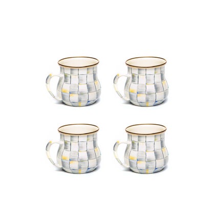 Sterling Check Mugs, Set of 4