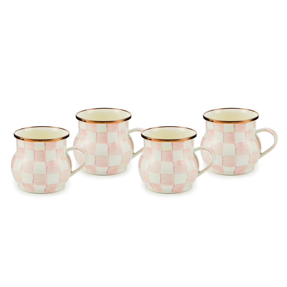 Check Enamel Mug - Rosy Check, Set of 4 mackenzie-childs Panama imagen 1