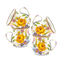 White Flower Market Mugs, Set of 4