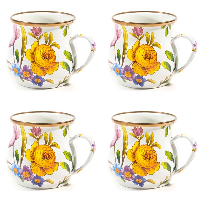 White Flower Market Mugs, Set of 4 image number 0