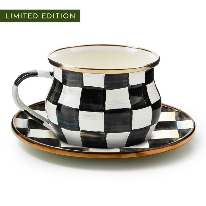 Courtly Check Teacup & Saucer Set For 2 image number 0
