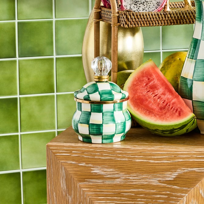 Emerald Check Lidded Sugar Bowl image number 1