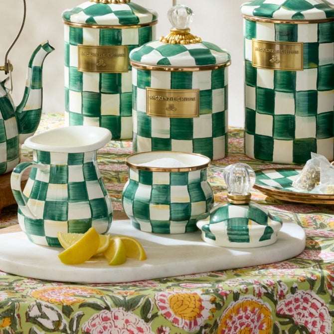 Emerald Check Lidded Sugar Bowl image number 3