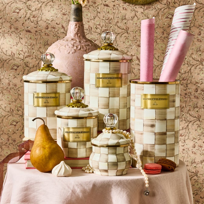 Mocha Check Lidded Sugar Bowl image number 1