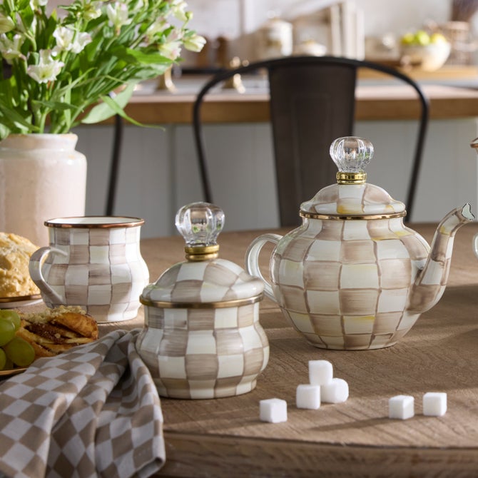 Mocha Check Lidded Sugar Bowl image number 8