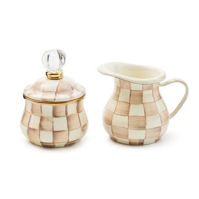 Mocha Check Lidded Sugar Bowl image number 1