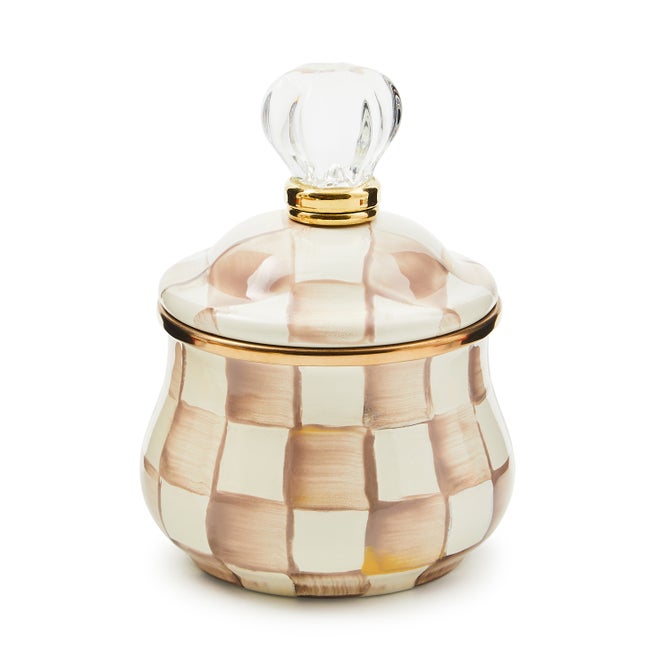 Mocha Check Lidded Sugar Bowl image number 0