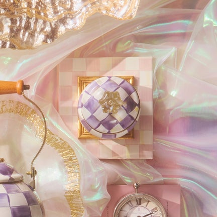 Violet Check Lidded Sugar Bowl