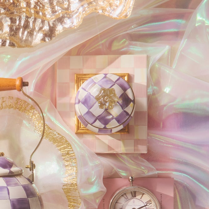 Violet Check Lidded Sugar Bowl image number 1