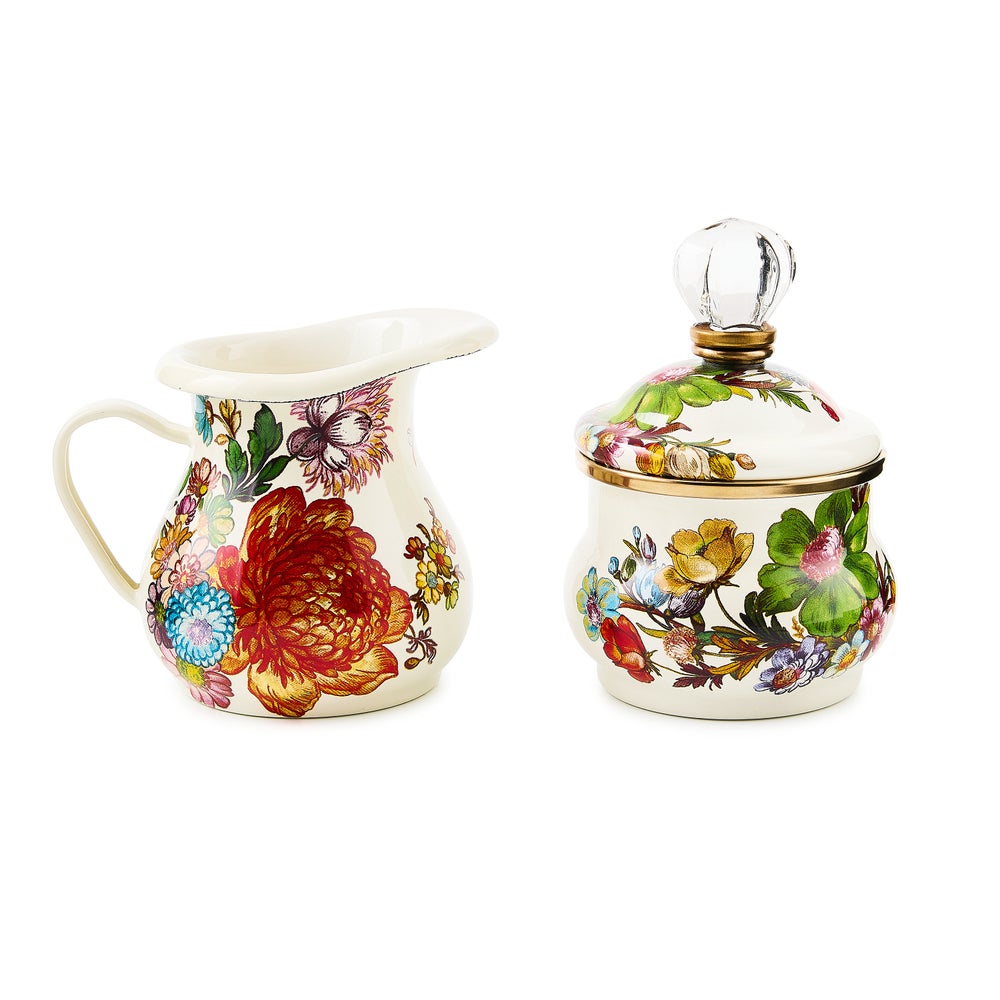 White Flower Market Creamer & Sugar Bowl Set mackenzie-childs Panama imagen 1